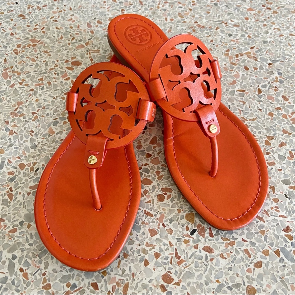 Tory Burch Miller Pomander Leather Orange Sandals - no box
